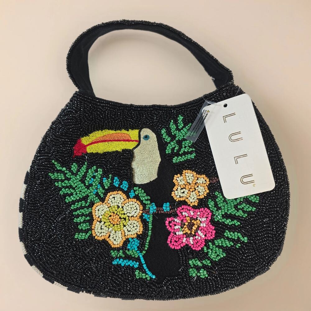 NWT Lulu Beaded Toucan Tropical Bag.